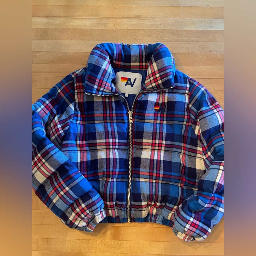 Aviator Nation Apres Plaid Puffer Jacket - Patriot Plaid - S